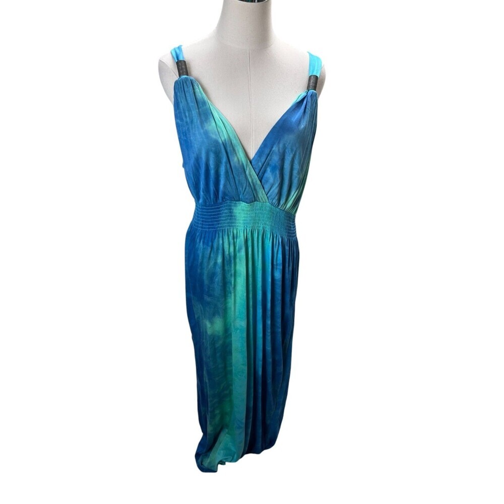 Lascana Venus Dress Women's Size Large Blue Tie Dye Sleeveless Maxi